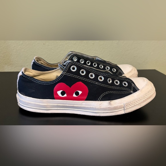 Converse Black and White Sneakers with Red Heart - Picture 1 of 9
